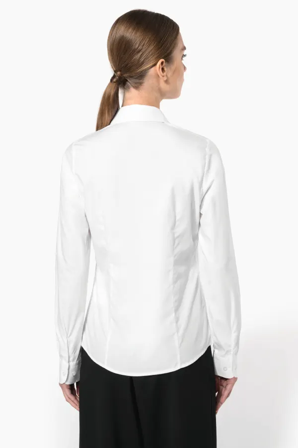 Chemise popeline manches longues femme porté — vue 1