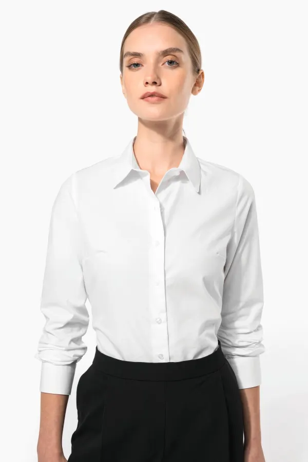 Chemise popeline manches longues femme porté — vue 2