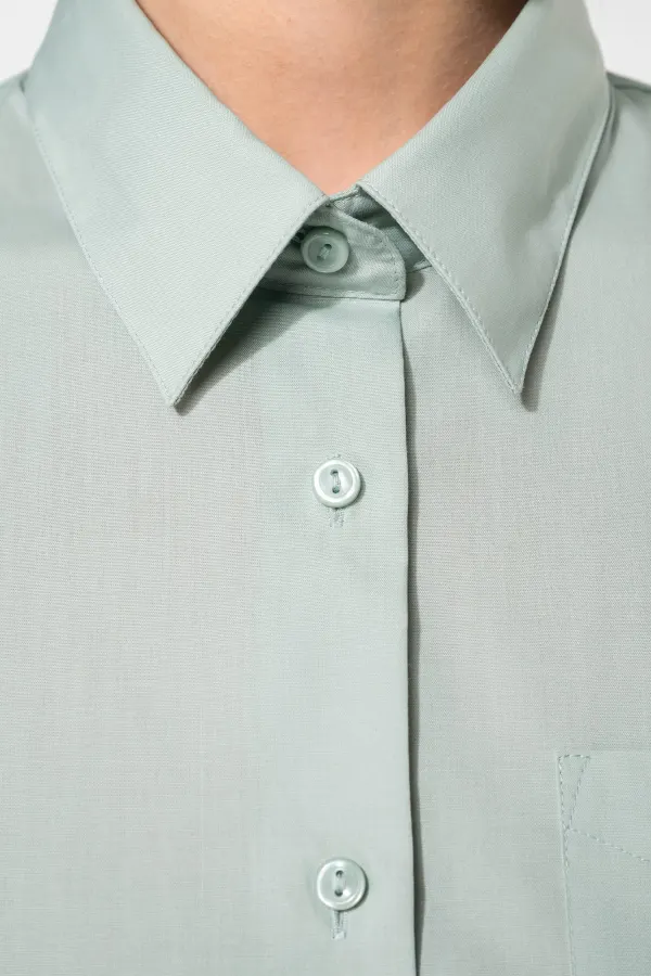 Chemise popeline polycoton entretien facile femme porté — vue 2