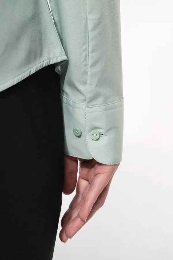 Chemise popeline polycoton entretien facile femme porté — vue 3