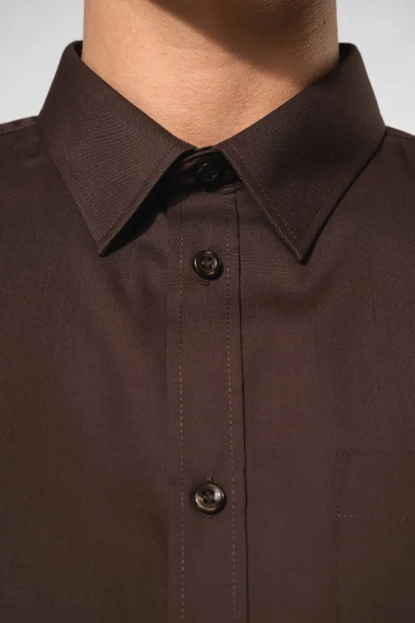 Chemise popeline polycoton entretien facile homme porté — vue 3