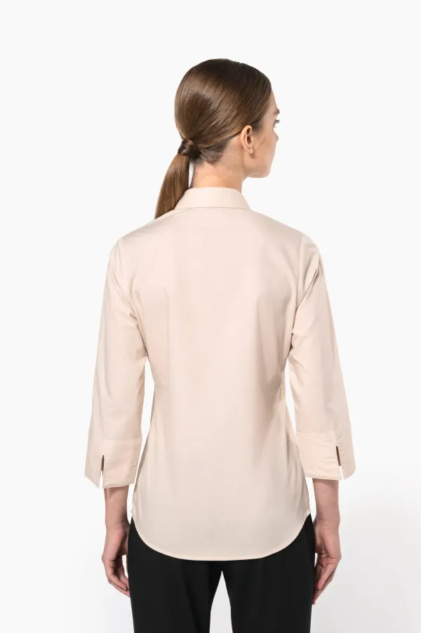 Chemise popeline polycoton manches 3/4 entretien facile femme porté — vue 1