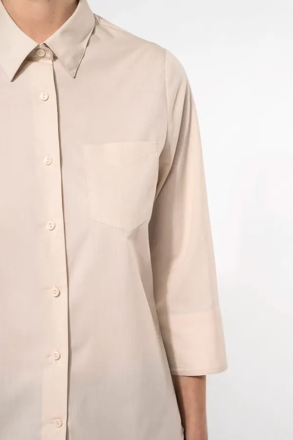 Chemise popeline polycoton manches 3/4 entretien facile femme porté — vue 2