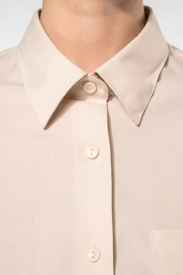Chemise popeline polycoton manches 3/4 entretien facile femme porté — vue 3