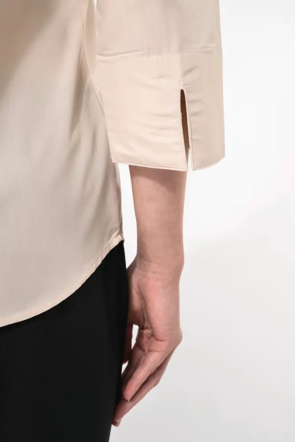 Chemise popeline polycoton manches 3/4 entretien facile femme porté — vue 4