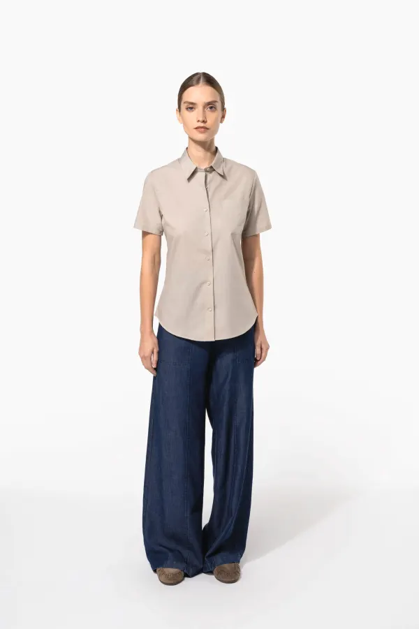 Chemise popeline polycoton manches courtes entretien facile femme porté — vue 4
