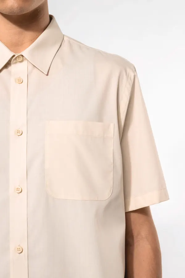 Chemise popeline polycoton manches courtes entretien facile homme porté — vue 2