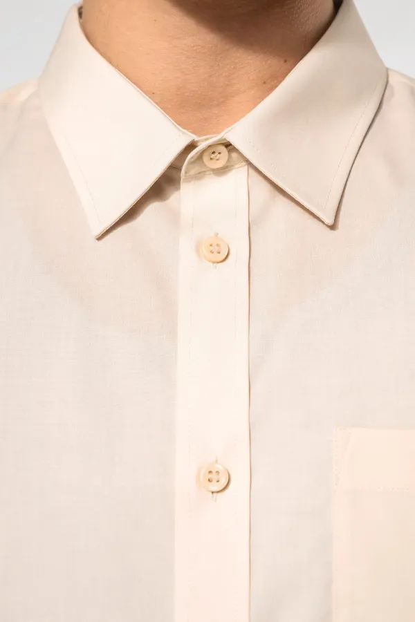 Chemise popeline polycoton manches courtes entretien facile homme porté — vue 3