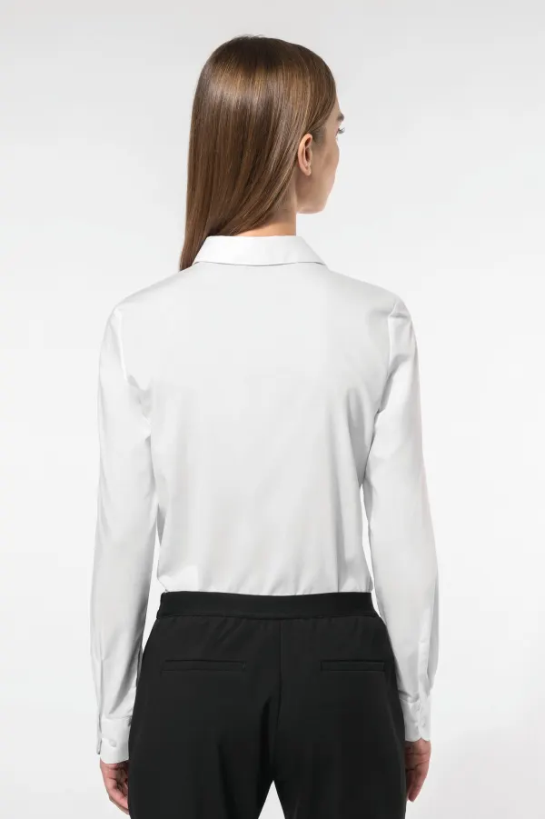 Chemise popeline polycoton sans poche entretien facile femme porté — vue 1