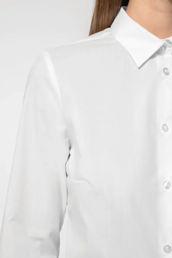 Chemise popeline polycoton sans poche entretien facile femme porté — vue 4