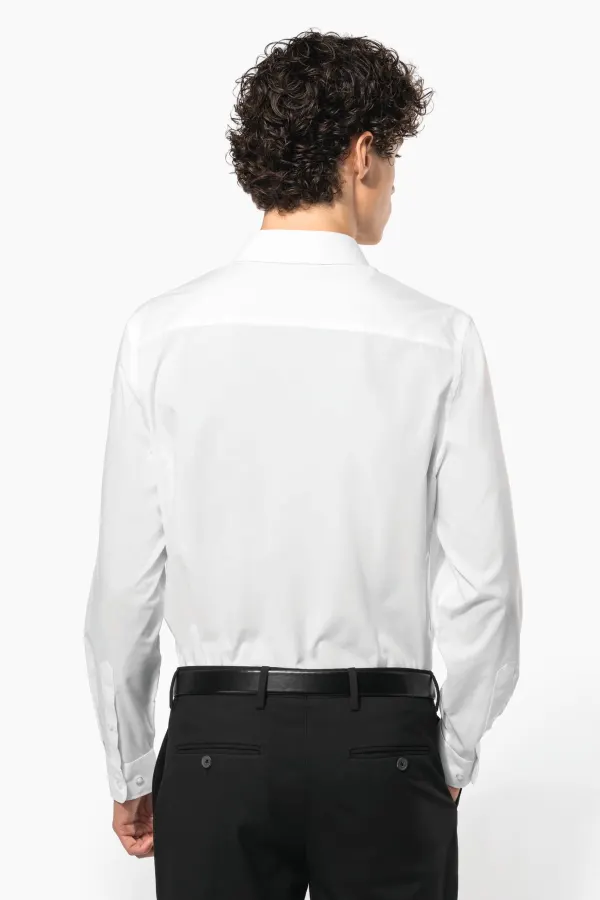 Chemise popeline polycoton sans poche entretien facile homme porté — vue 1