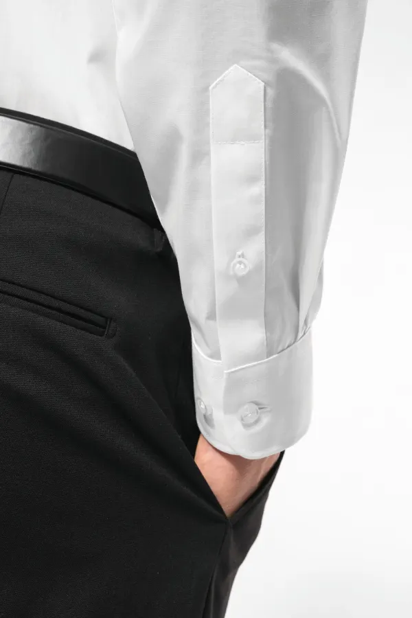 Chemise popeline polycoton sans poche entretien facile homme porté — vue 4