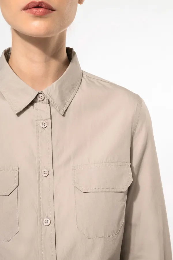 Chemise safari manches longues femme porté — vue 2