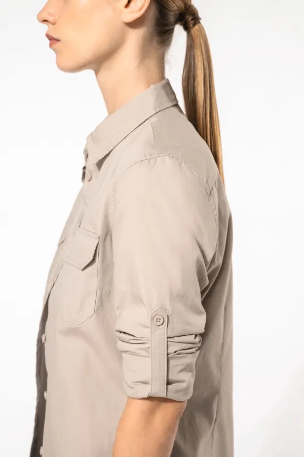 Chemise safari manches longues femme porté — vue 3
