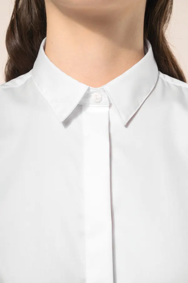 Chemise twill manches longues femme porté — vue 4