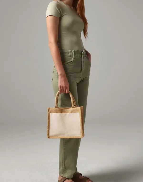 Cotton Pocket Jute Gift Bag porté — vue 1
