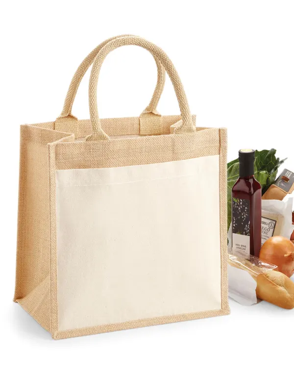 Cotton Pocket Jute Midi Tote porté — vue 2