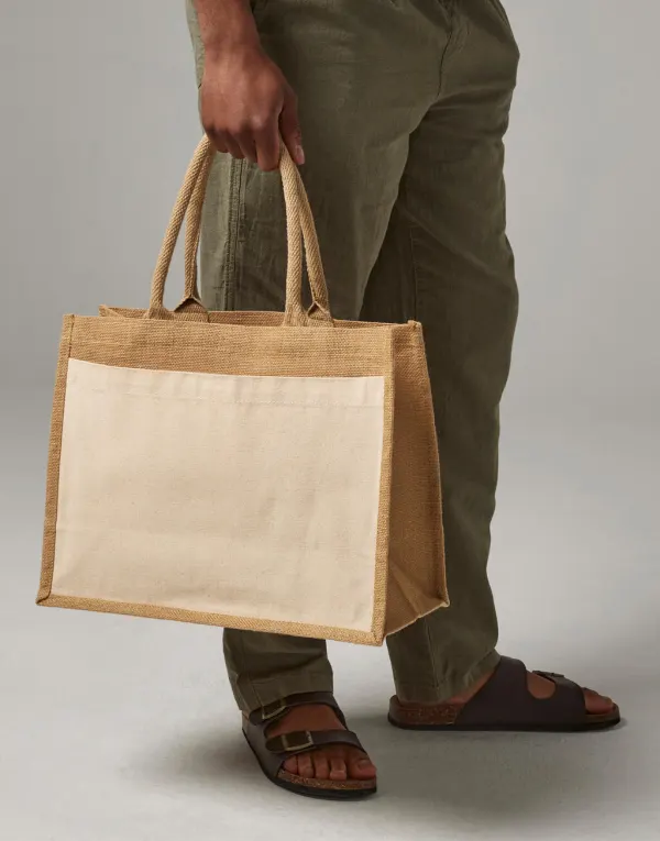 Cotton Pocket Jute Shopper porté — vue 1
