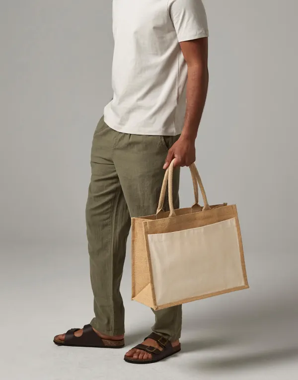 Cotton Pocket Jute Shopper porté — vue 2