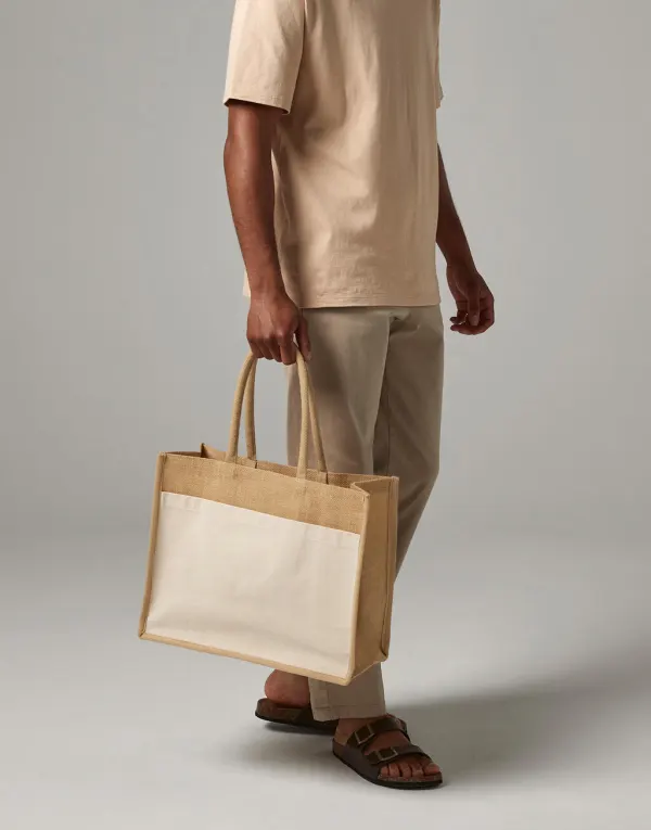 Cotton Pocket Natural Starched Jute Shopper porté — vue 2