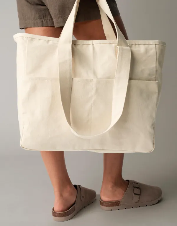 Double Handle Cargo Pocket Tote porté — vue 3
