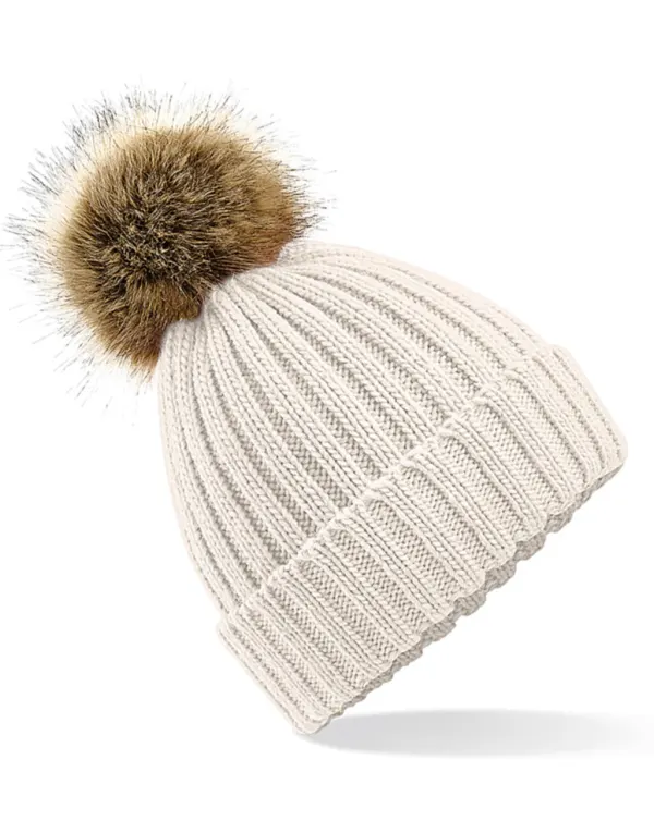 Fur Pop Pom Chunky Beanie porté — vue 1