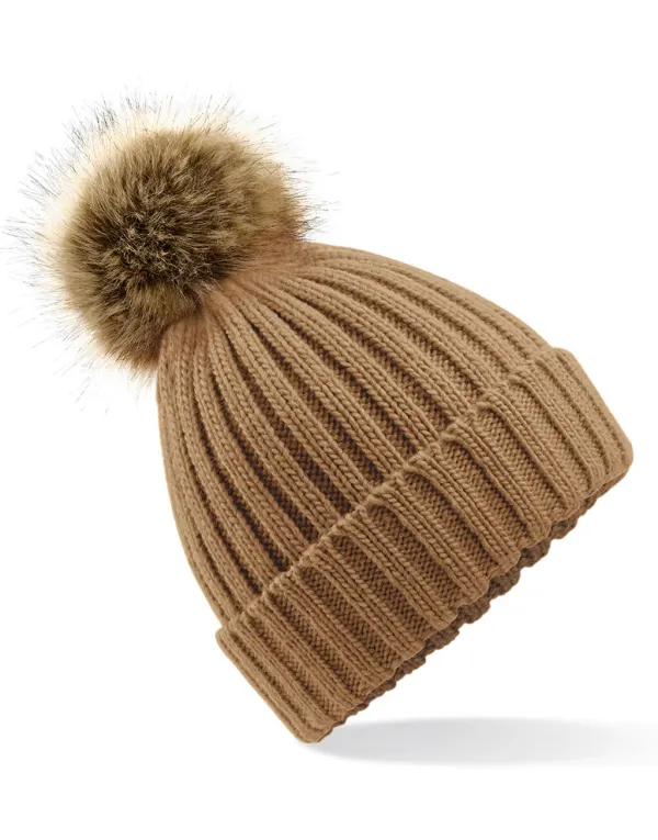 Fur Pop Pom Chunky Beanie porté — vue 2