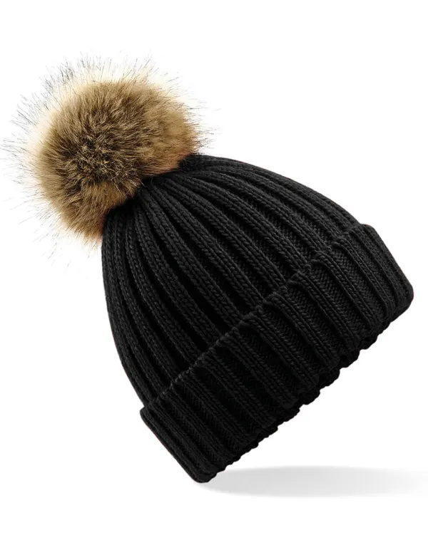 Fur Pop Pom Chunky Beanie porté — vue 3