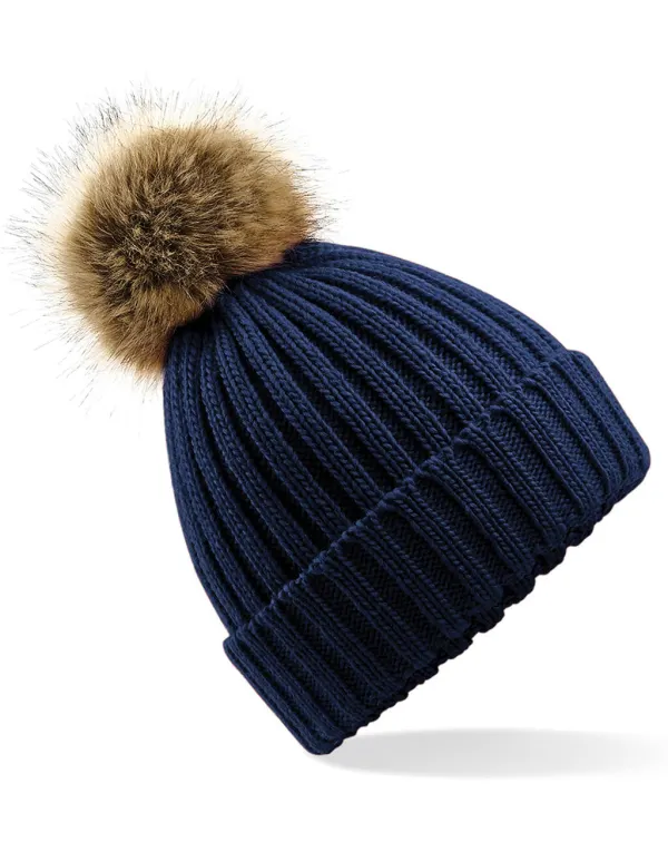 Fur Pop Pom Chunky Beanie porté — vue 4