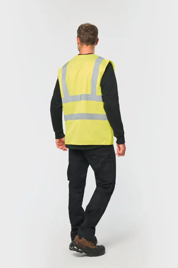 Gilet adulte haute visibilité unisexe porté — vue 2