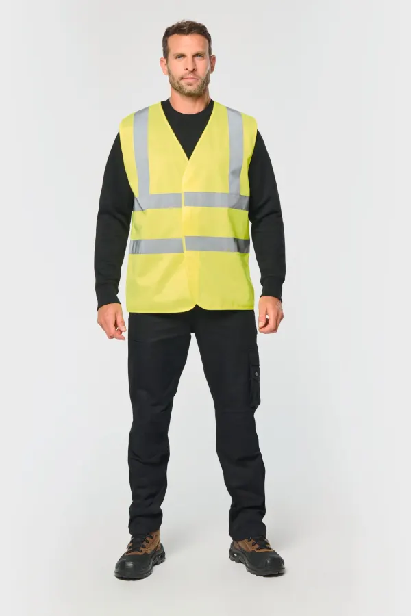 Gilet adulte haute visibilité unisexe porté — vue 3