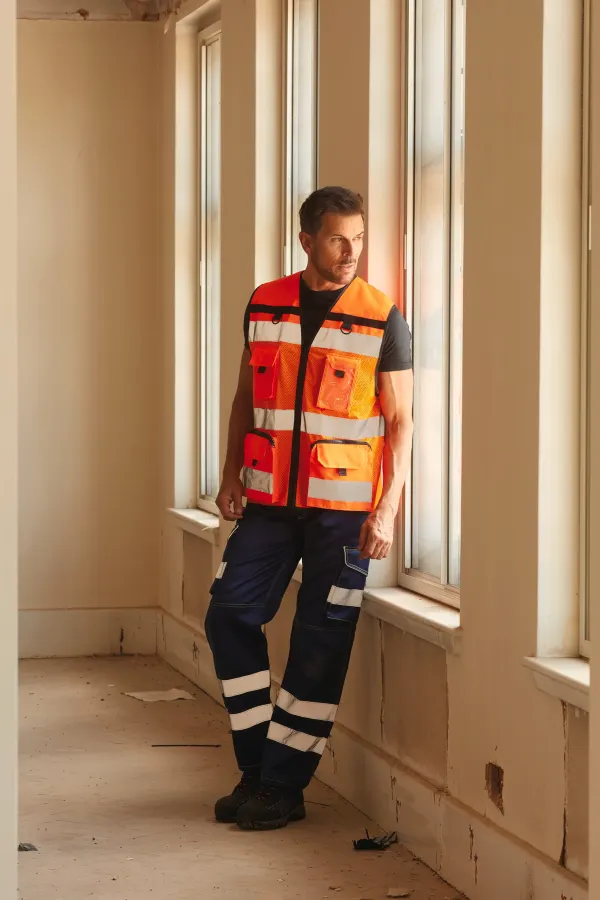 Gilet haute visibilité rip stop porté — vue 1