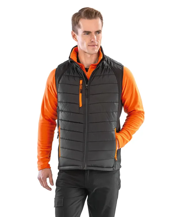 Gilet softshell rembourré black compass recyclé porté — vue 1