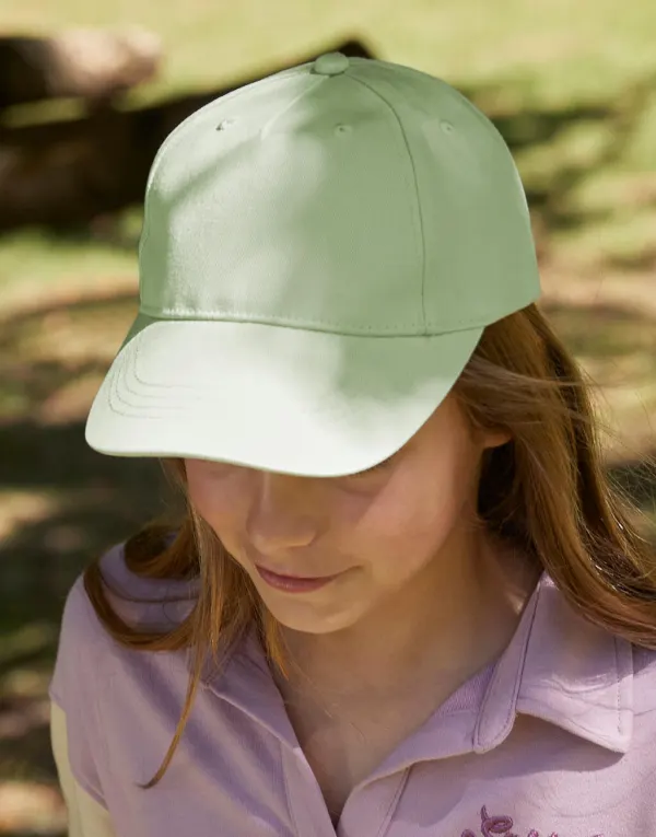 Junior Organic Cotton 5 Panel Cap porté — vue 2