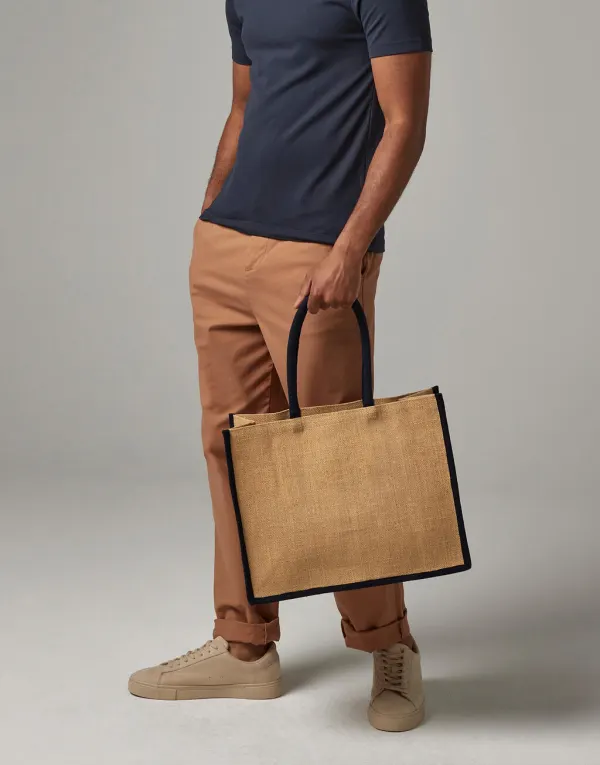 Natural Starched Jute Classic Shopper porté — vue 2