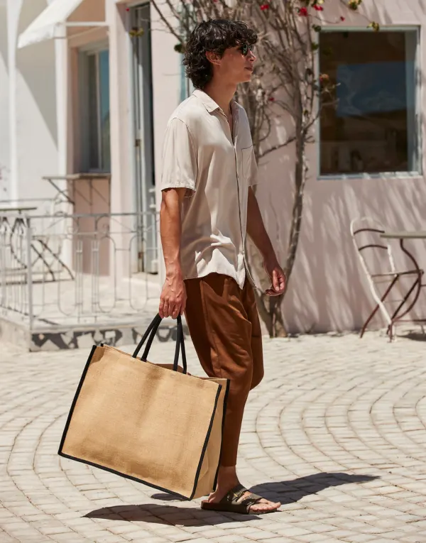 Natural Starched Jute Market Shopper porté — vue 2