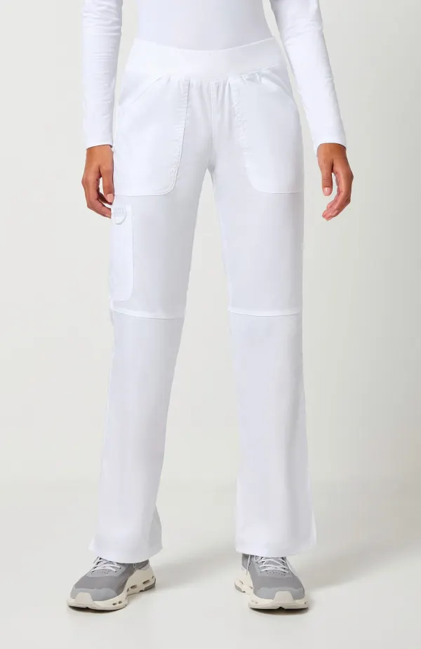 Pantalon cargo à taille moyenne à enfiler femme porté — vue 1