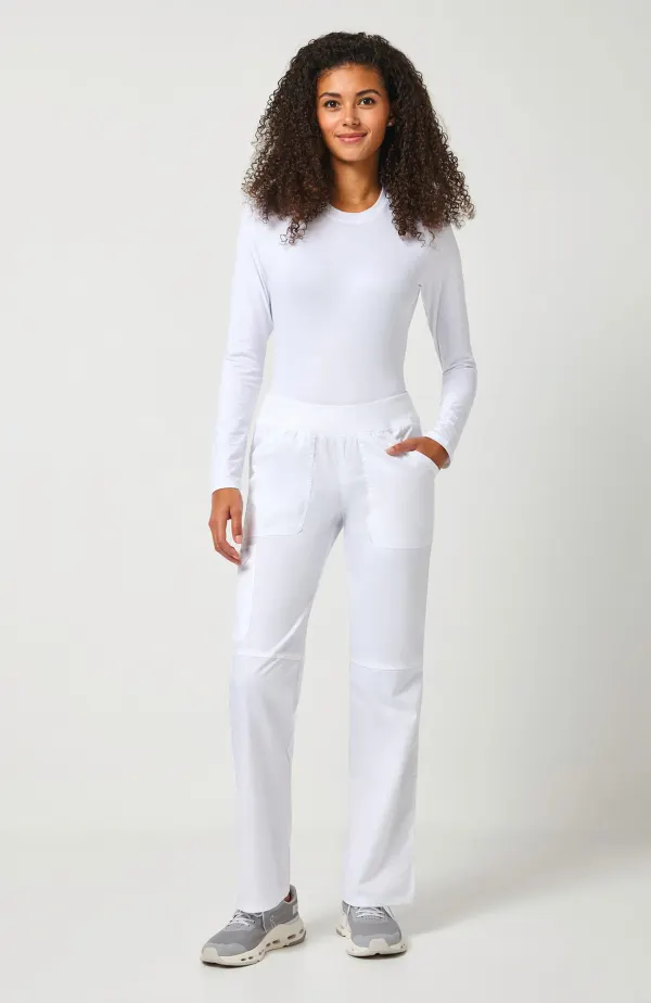 Pantalon cargo à taille moyenne à enfiler femme porté — vue 2