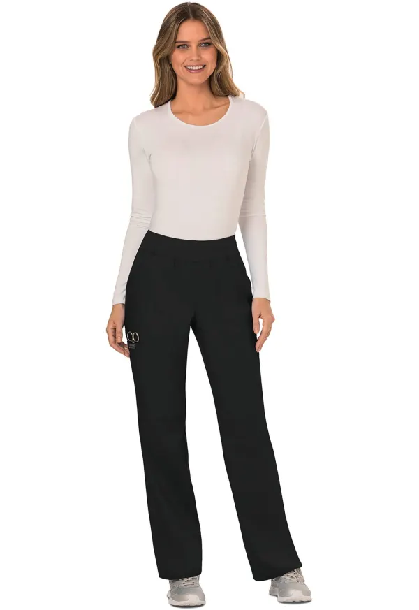 Pantalon cargo à taille moyenne à enfiler femme porté — vue 3