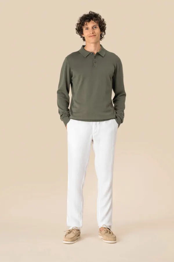 Pantalon délavé en lin homme porté — vue 1