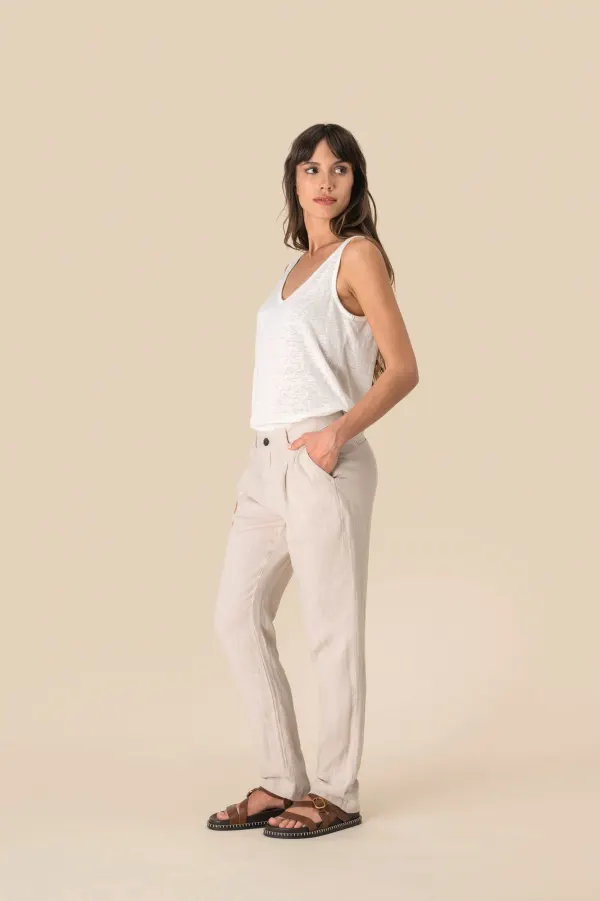 Pantalon en lin femme porté — vue 3