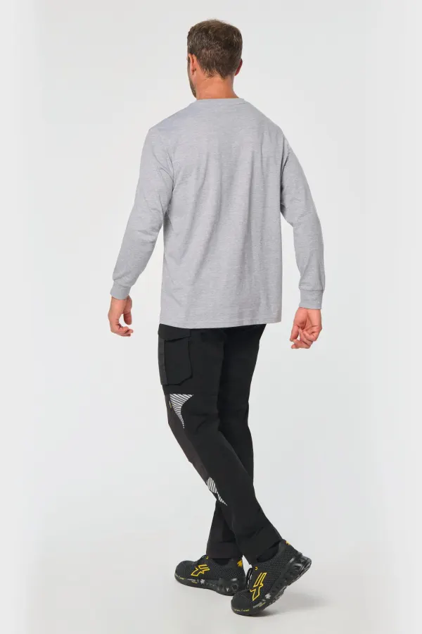 Pantalon léger stretch recyclé multipoches unisexe porté — vue 4