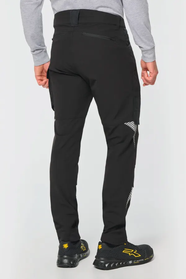Pantalon stretch recyclé multipoches unisexe porté — vue 1