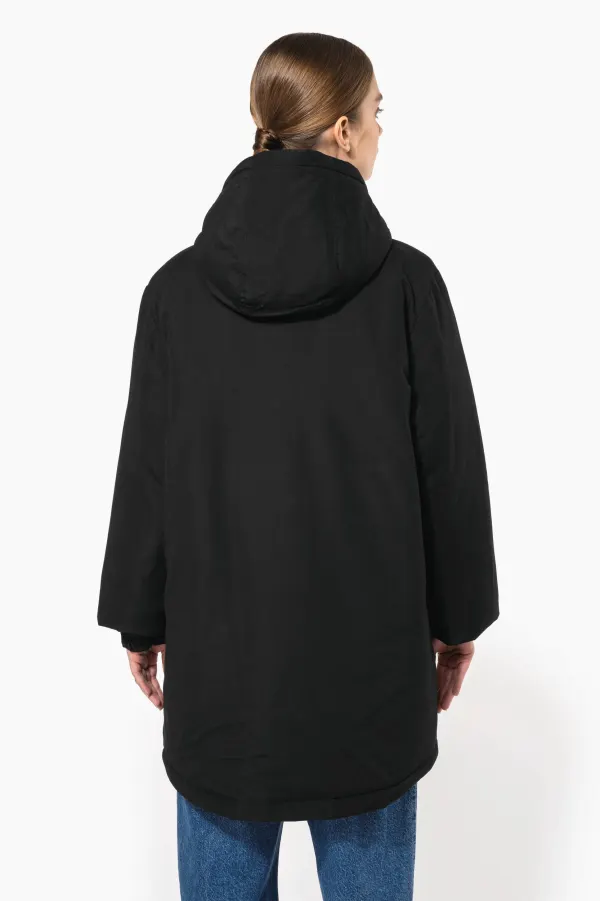 Parka à capuche recyclée unisexe porté — vue 2