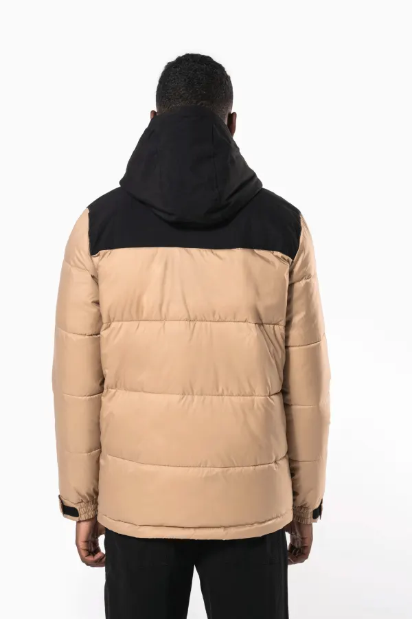 Parka matelassée à capuche bi-ton unisexe porté — vue 2