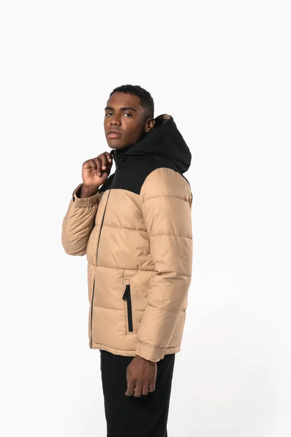 Parka matelassée à capuche bi-ton unisexe porté — vue 4