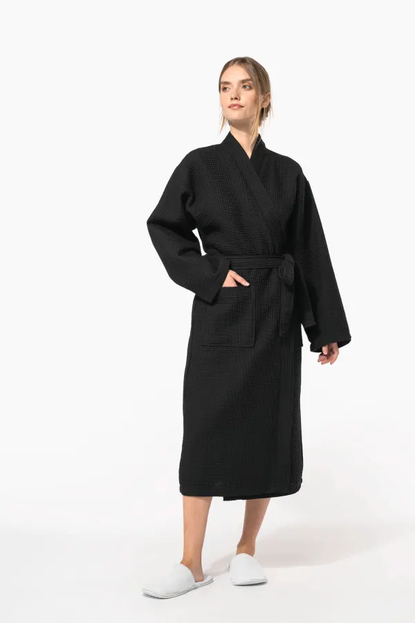 Peignoir kimono nid d'abeille porté — vue 1