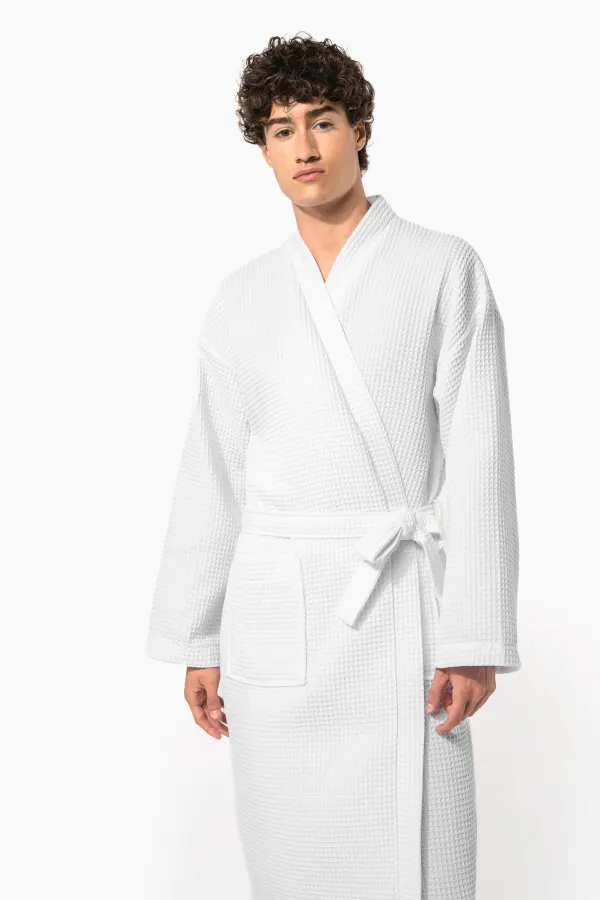 Peignoir kimono nid d'abeille porté — vue 4