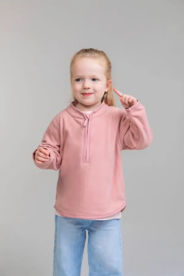 Polaire enfant 1/4 zip porté — vue 1