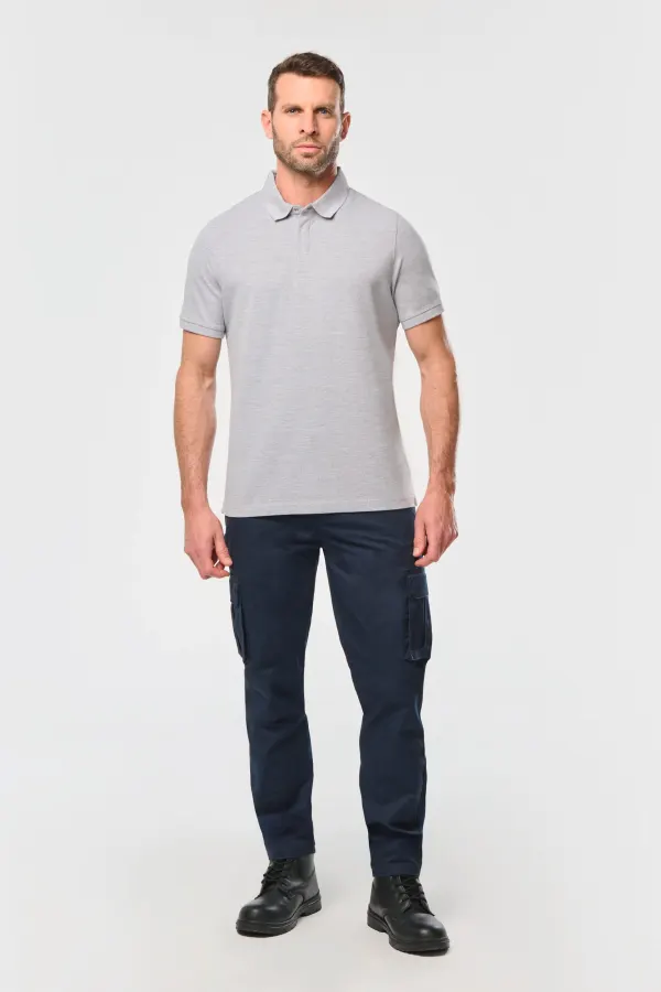 Polo col boutons pression manches courtes homme porté — vue 3